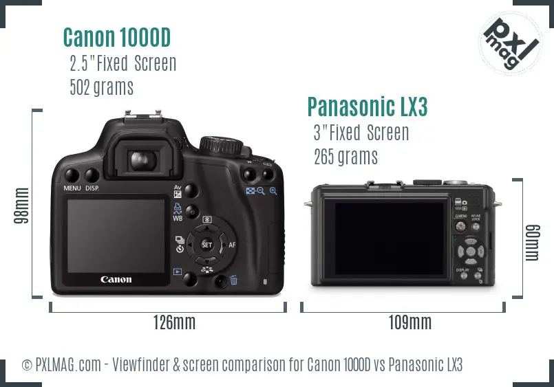 Canon 1000D vs Panasonic LX3 Screen and Viewfinder comparison Canon 1000D vs Panasonic LX3 Screen and Viewfinder comparison