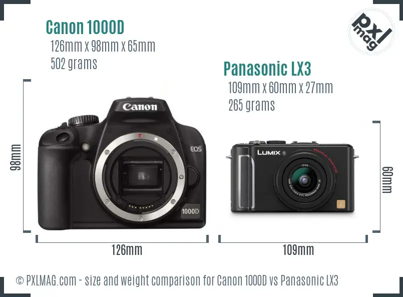 Canon 1000D vs Panasonic LX3 size comparison Canon 1000D vs Panasonic LX3 size comparison