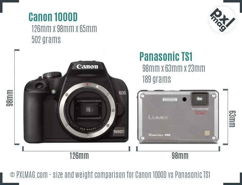 Canon 1000D vs Panasonic TS1 size comparison Canon 1000D vs Panasonic TS1 size comparison
