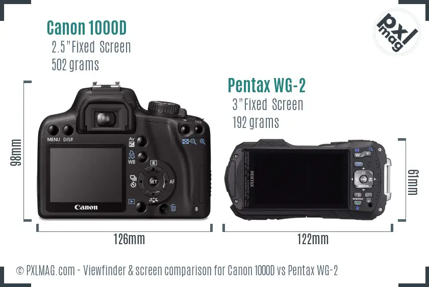 Canon 1000D vs Pentax WG-2 Screen and Viewfinder comparison