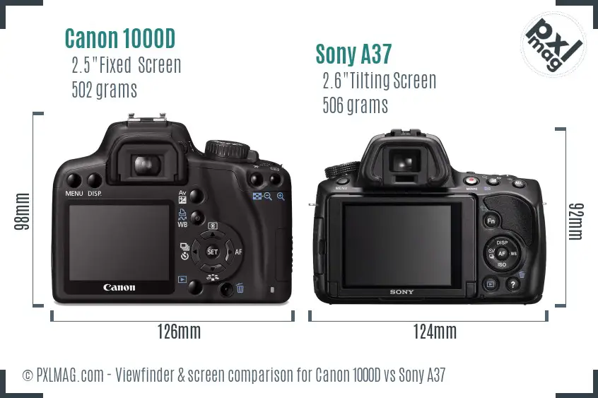 Canon 1000D vs Sony A37 Screen and Viewfinder comparison