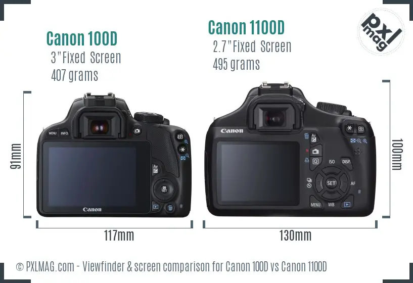 Canon 100D vs Canon 1100D Screen and Viewfinder comparison