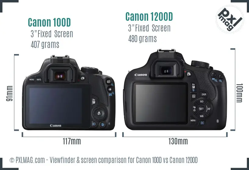 Canon 100D vs Canon 1200D Screen and Viewfinder comparison