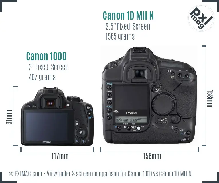 Canon 100D vs Canon 1D MII N Screen and Viewfinder comparison Canon 100D vs Canon 1D MII N Screen and Viewfinder comparison