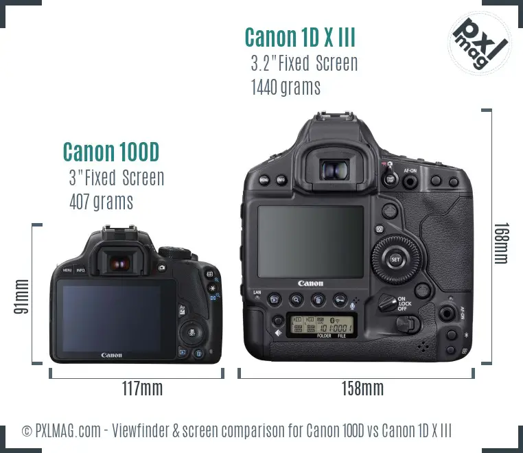Canon 100D vs Canon 1D X III Screen and Viewfinder comparison Canon 100D vs Canon 1D X III Screen and Viewfinder comparison
