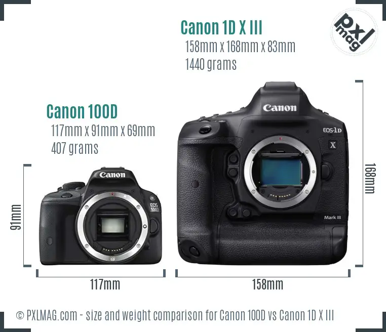 Canon 100D vs Canon 1D X III size comparison Canon 100D vs Canon 1D X III size comparison