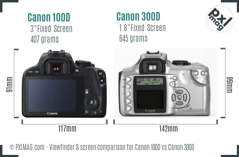 Canon 100D vs Canon 300D Screen and Viewfinder comparison