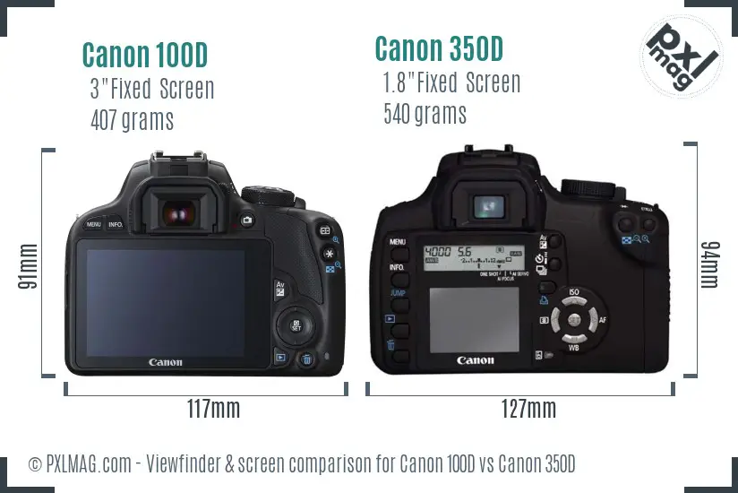 Canon 100D vs Canon 350D Screen and Viewfinder comparison