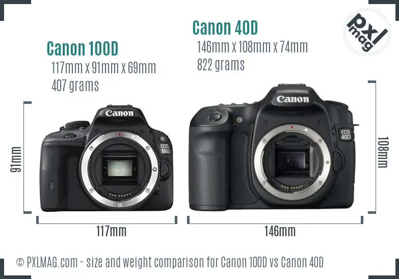 Canon 100D vs Canon 40D size comparison Canon 100D vs Canon 40D size comparison