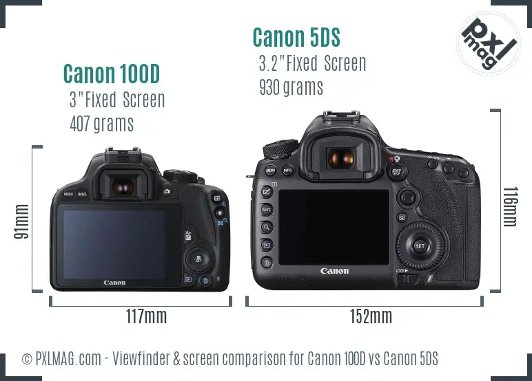 Canon 100D vs Canon 5DS Screen and Viewfinder comparison