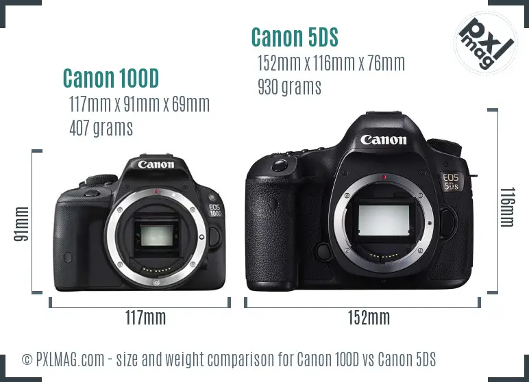 Canon 100D vs Canon 5DS size comparison