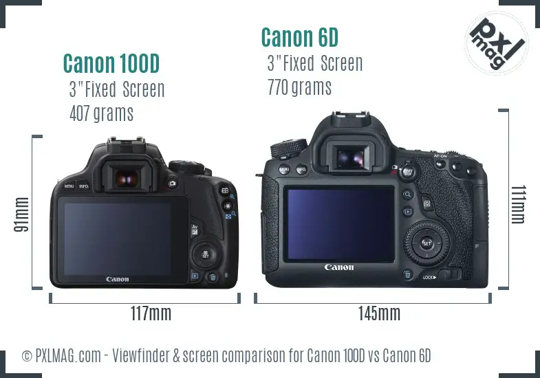 Canon 100D vs Canon 6D Screen and Viewfinder comparison