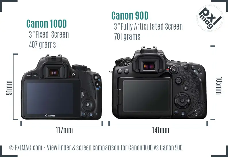 Canon 100D vs Canon 90D Screen and Viewfinder comparison Canon 100D vs Canon 90D Screen and Viewfinder comparison