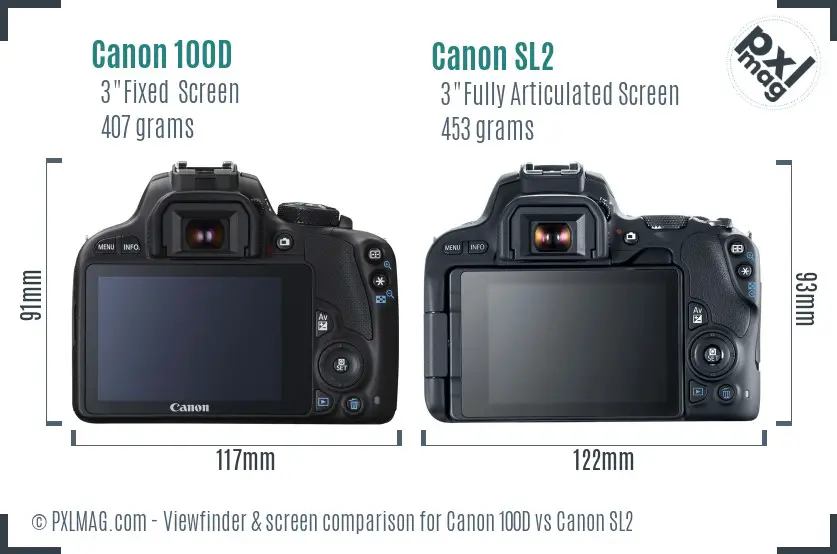 Canon 100D vs Canon SL2 Screen and Viewfinder comparison
