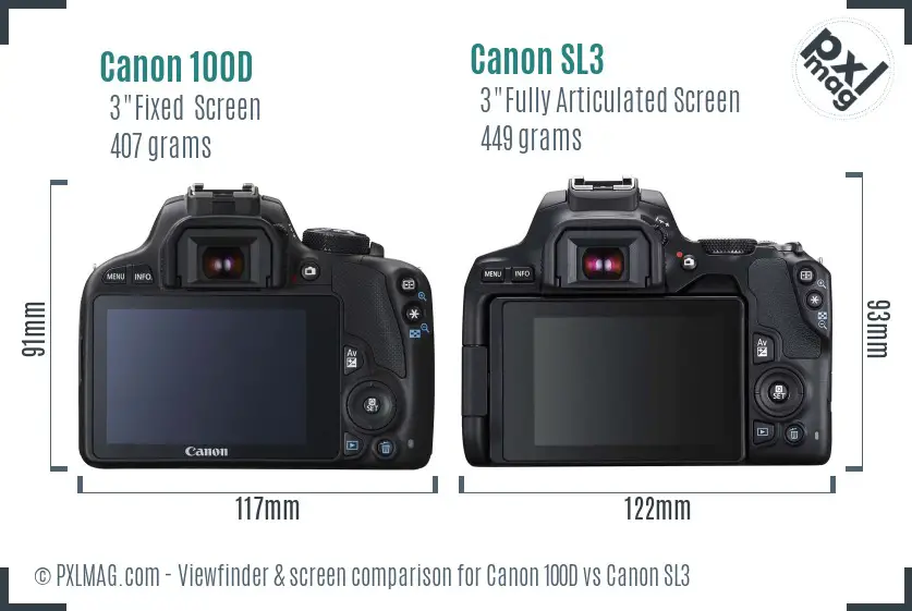 Canon 100D vs Canon SL3 Screen and Viewfinder comparison