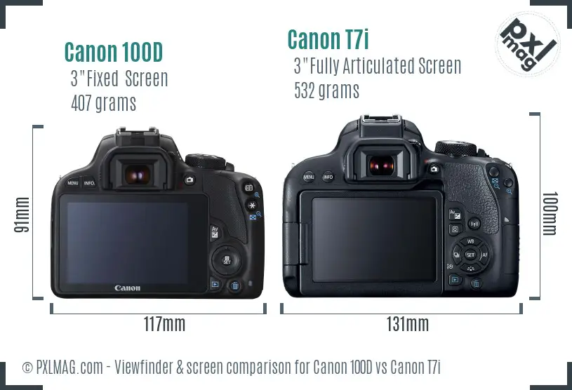 Canon 100D vs Canon T7i Screen and Viewfinder comparison