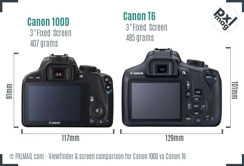 Canon 100D vs Canon T6 Screen and Viewfinder comparison