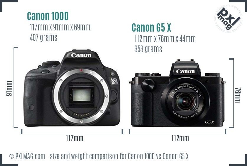 Canon 100D vs Canon G5 X size comparison Canon 100D vs Canon G5 X size comparison