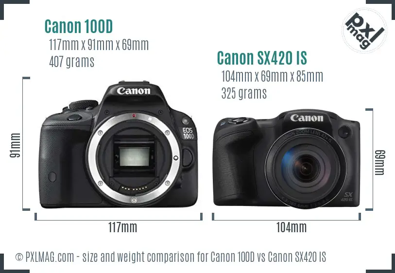 Canon 100D vs Canon SX420 IS size comparison