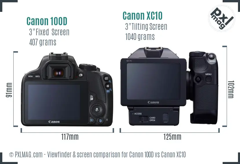 Canon 100D vs Canon XC10 Screen and Viewfinder comparison Canon 100D vs Canon XC10 Screen and Viewfinder comparison