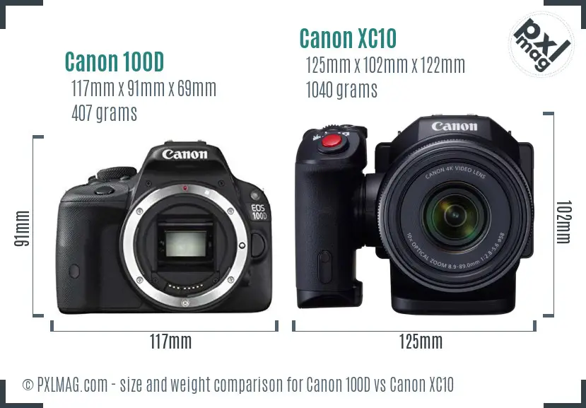 Canon 100D vs Canon XC10 size comparison Canon 100D vs Canon XC10 size comparison