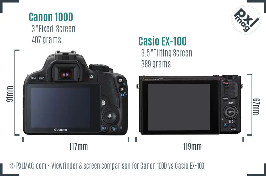 Canon 100D vs Casio EX-100 Screen and Viewfinder comparison