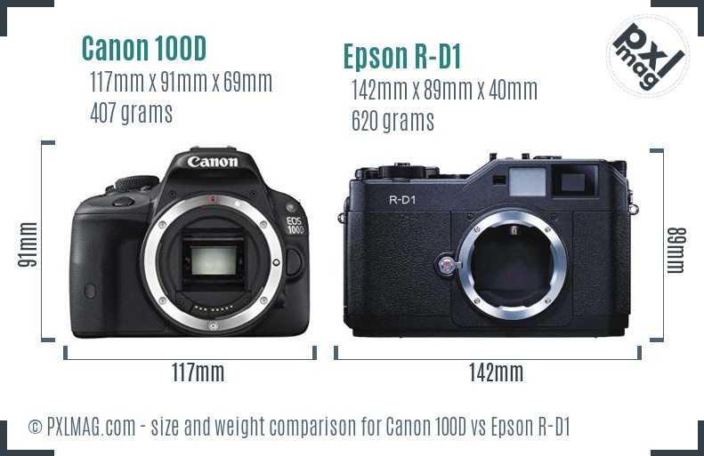 Canon 100D vs Epson R-D1 size comparison