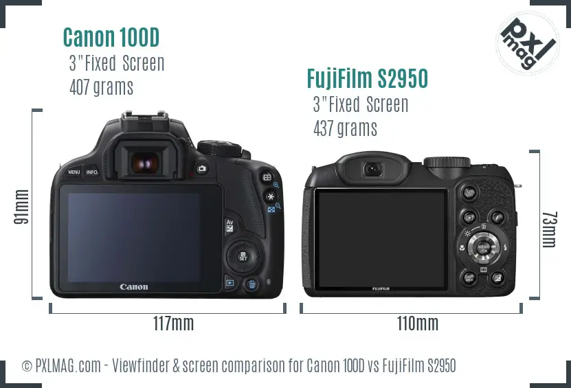 Canon 100D vs FujiFilm S2950 Screen and Viewfinder comparison