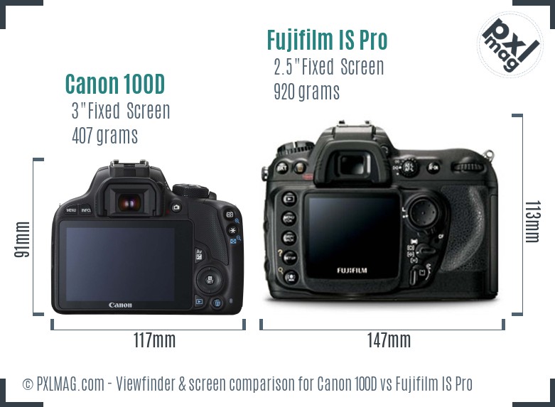 Canon 100D vs Fujifilm IS Pro Screen and Viewfinder comparison
