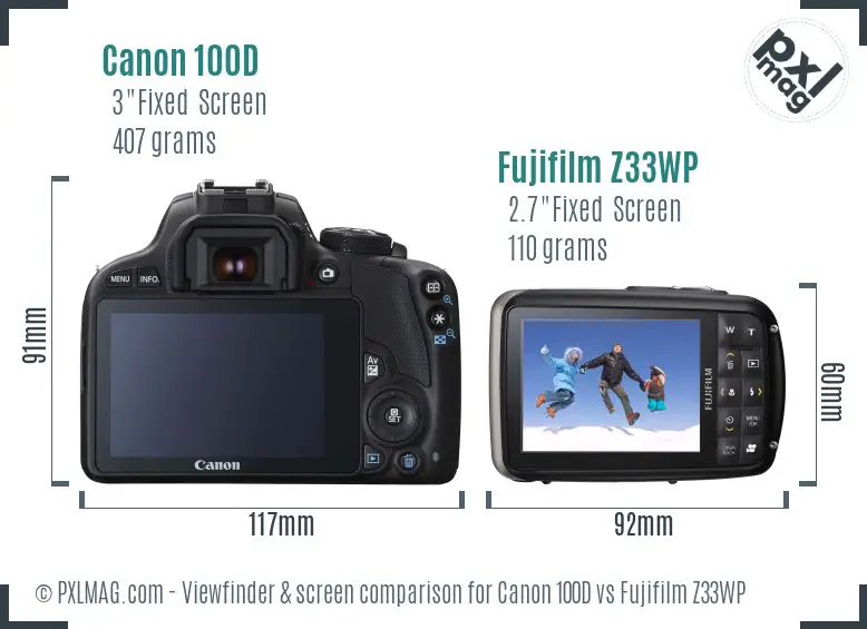 Canon 100D vs Fujifilm Z33WP Screen and Viewfinder comparison