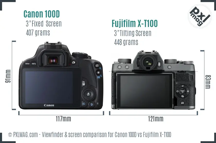 Canon 100D vs Fujifilm X-T100 Screen and Viewfinder comparison Canon 100D vs Fujifilm X-T100 Screen and Viewfinder comparison