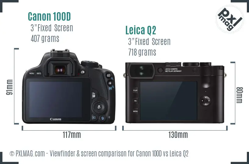 Canon 100D vs Leica Q2 Screen and Viewfinder comparison