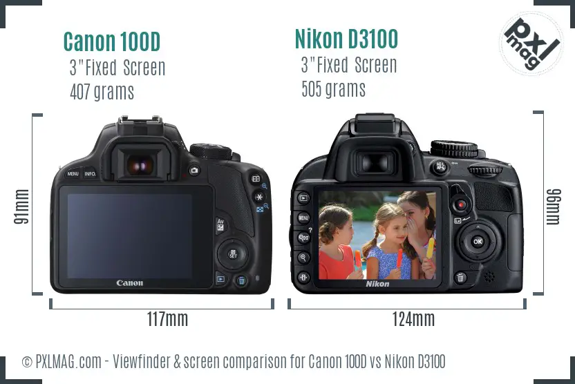 Canon 100D vs Nikon D3100 Screen and Viewfinder comparison