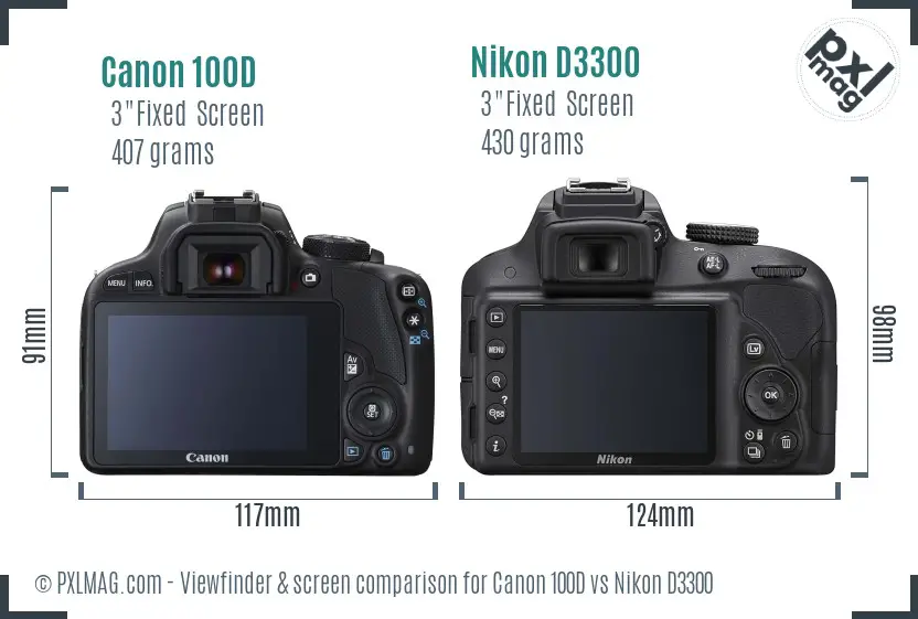 Canon 100D vs Nikon D3300 Screen and Viewfinder comparison