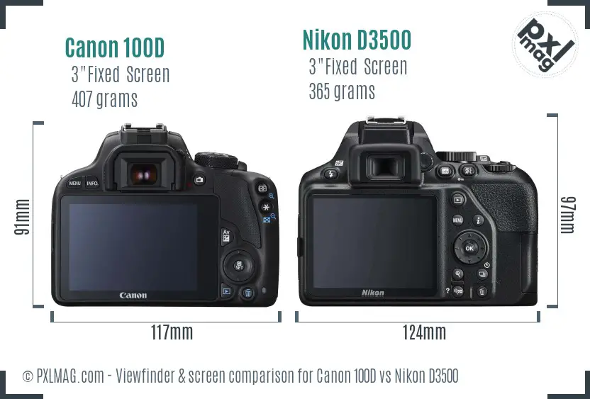 Canon 100D vs Nikon D3500 Screen and Viewfinder comparison