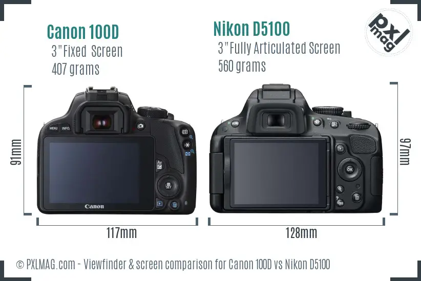 Canon 100D vs Nikon D5100 Screen and Viewfinder comparison