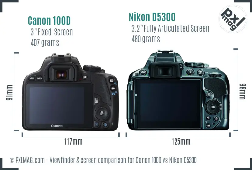 Canon 100D vs Nikon D5300 Screen and Viewfinder comparison