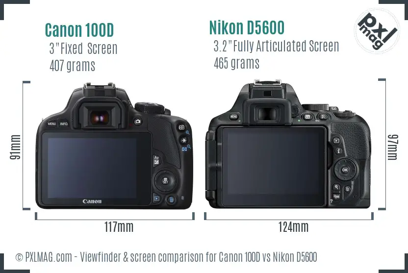 Canon 100D vs Nikon D5600 Screen and Viewfinder comparison
