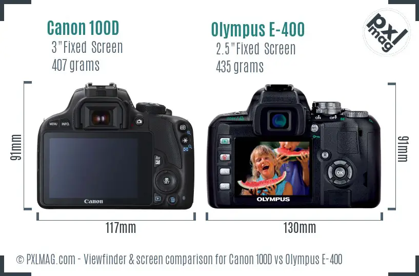 Canon 100D vs Olympus E-400 Screen and Viewfinder comparison
