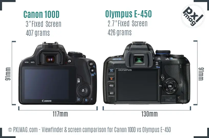 Canon 100D vs Olympus E-450 Screen and Viewfinder comparison
