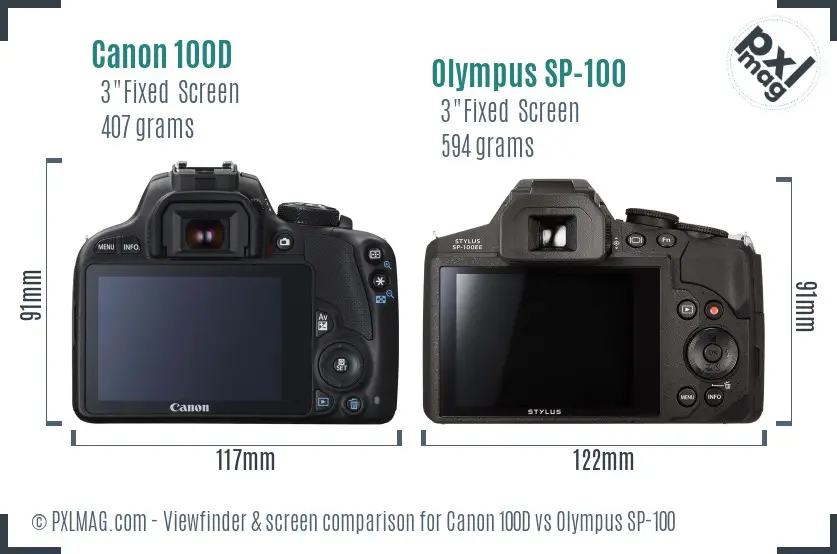 Canon 100D vs Olympus SP-100 Screen and Viewfinder comparison Canon 100D vs Olympus SP-100 Screen and Viewfinder comparison