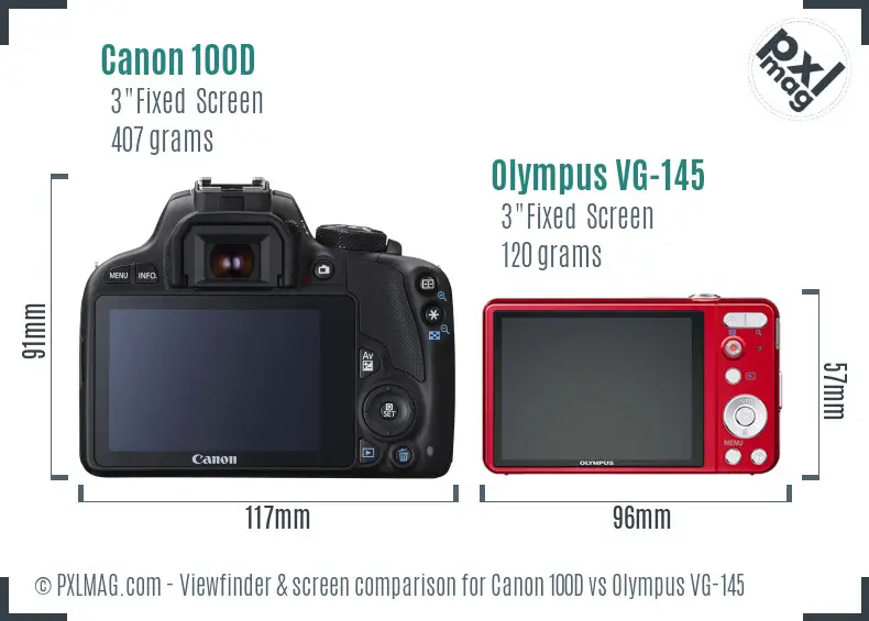 Canon 100D vs Olympus VG-145 Screen and Viewfinder comparison