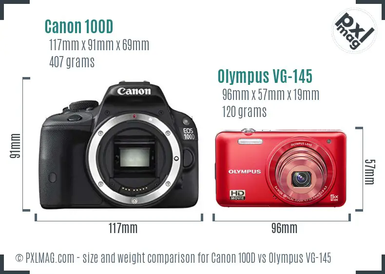 Canon 100D vs Olympus VG-145 size comparison