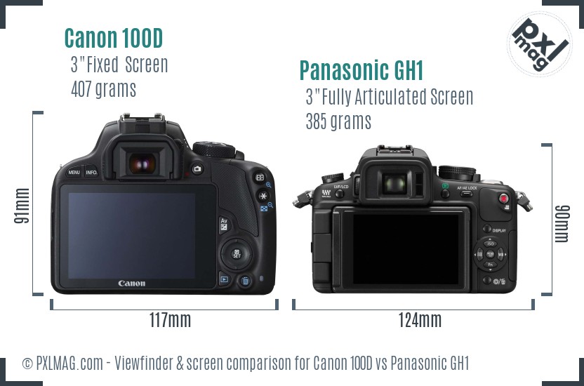 Canon 100D vs Panasonic GH1 Screen and Viewfinder comparison