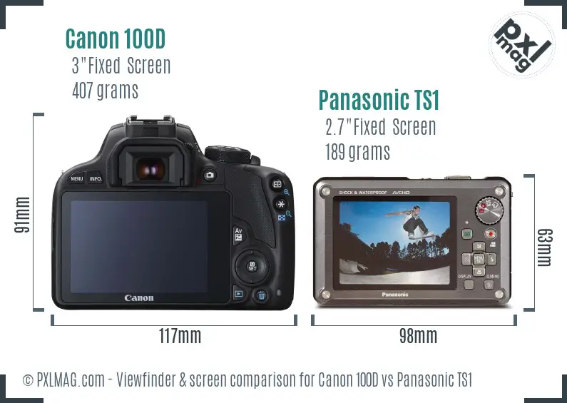 Canon 100D vs Panasonic TS1 Screen and Viewfinder comparison