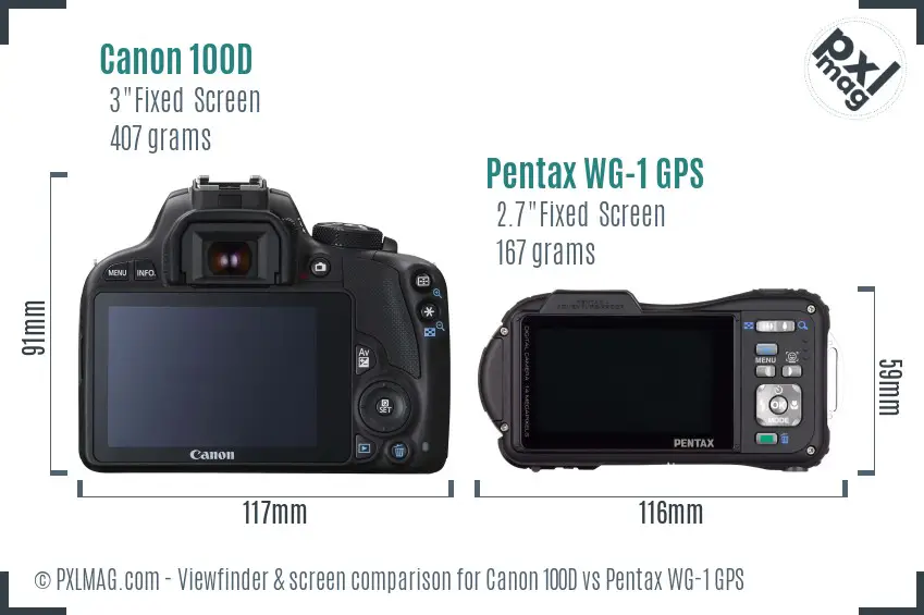 Canon 100D vs Pentax WG-1 GPS Screen and Viewfinder comparison