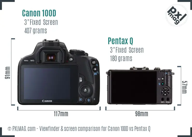Canon 100D vs Pentax Q Screen and Viewfinder comparison