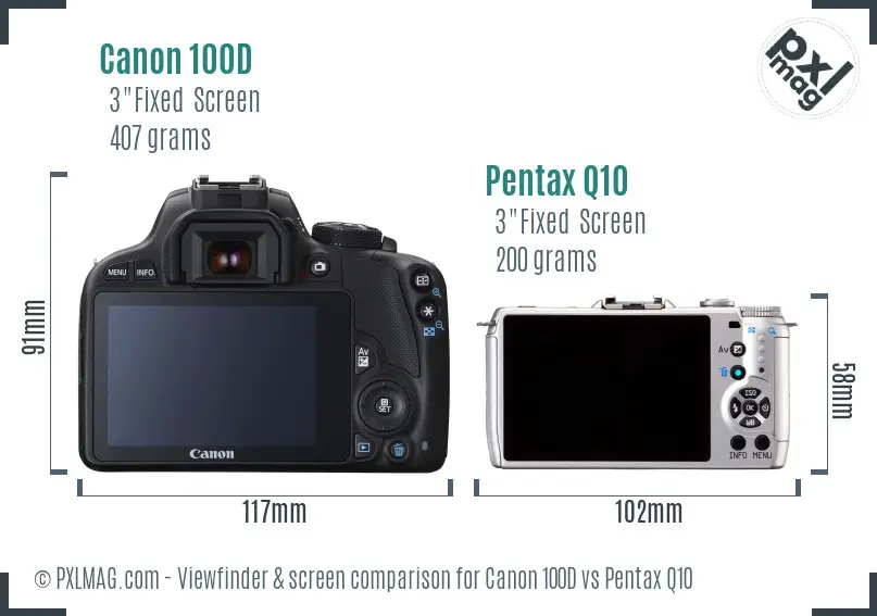 Canon 100D vs Pentax Q10 Screen and Viewfinder comparison