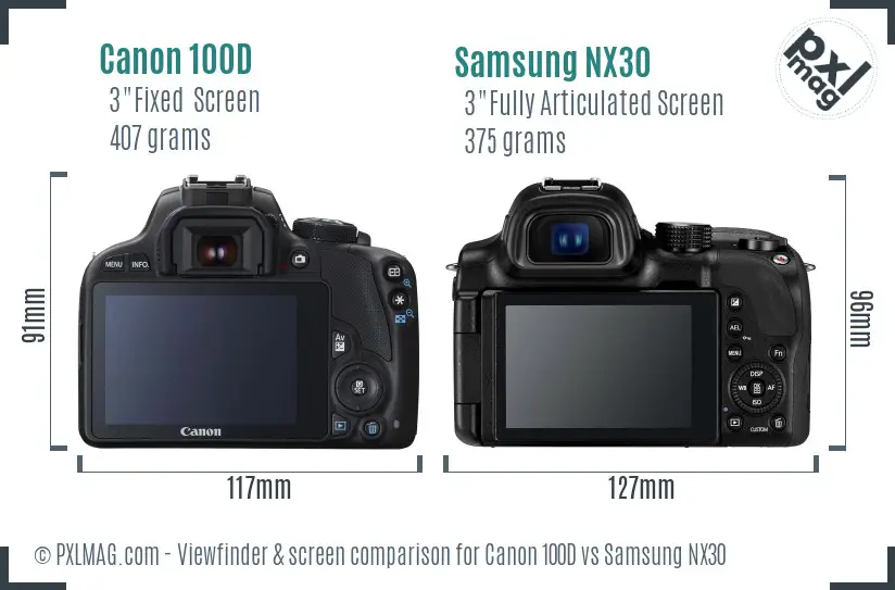 Canon 100D vs Samsung NX30 Screen and Viewfinder comparison