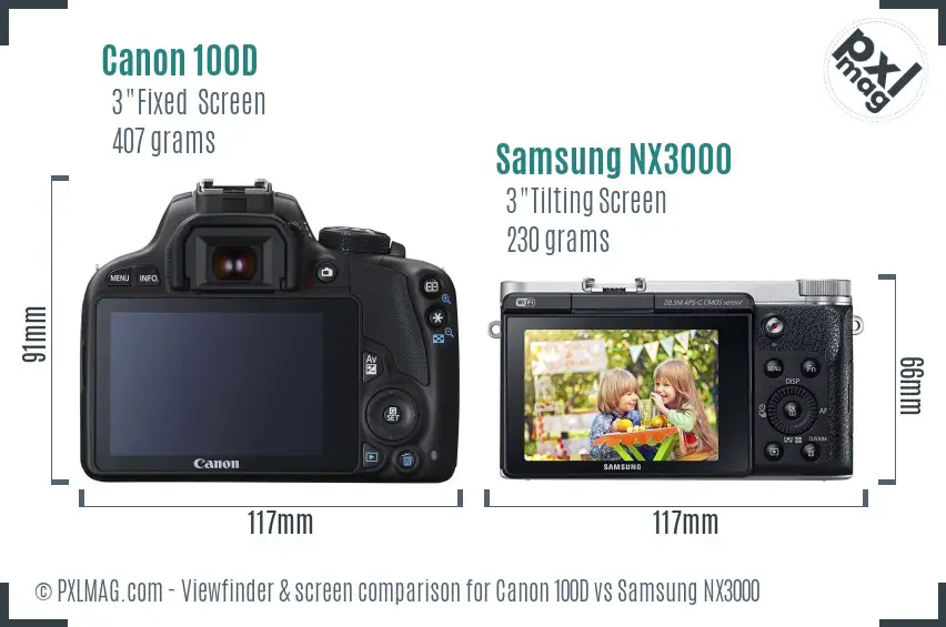 Canon 100D vs Samsung NX3000 Screen and Viewfinder comparison Canon 100D vs Samsung NX3000 Screen and Viewfinder comparison